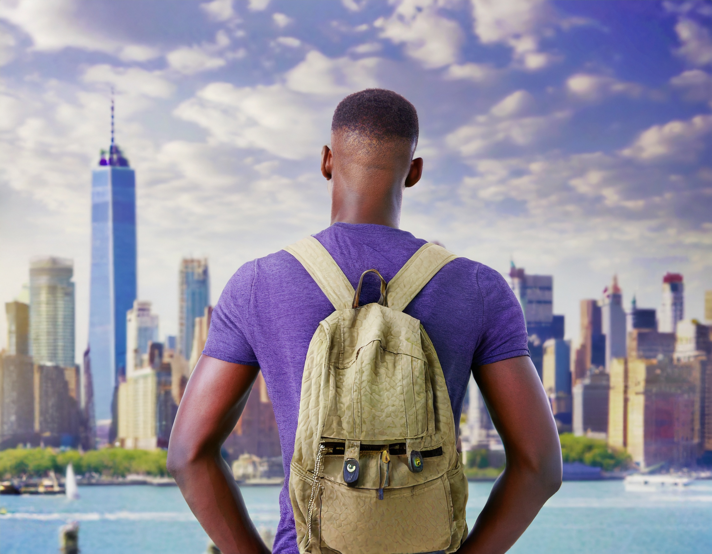 Backpack traveller in New York